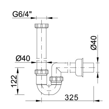 Rohrsiphon f&uuml;r Waschbecken &Oslash; 40 mm MKK-006