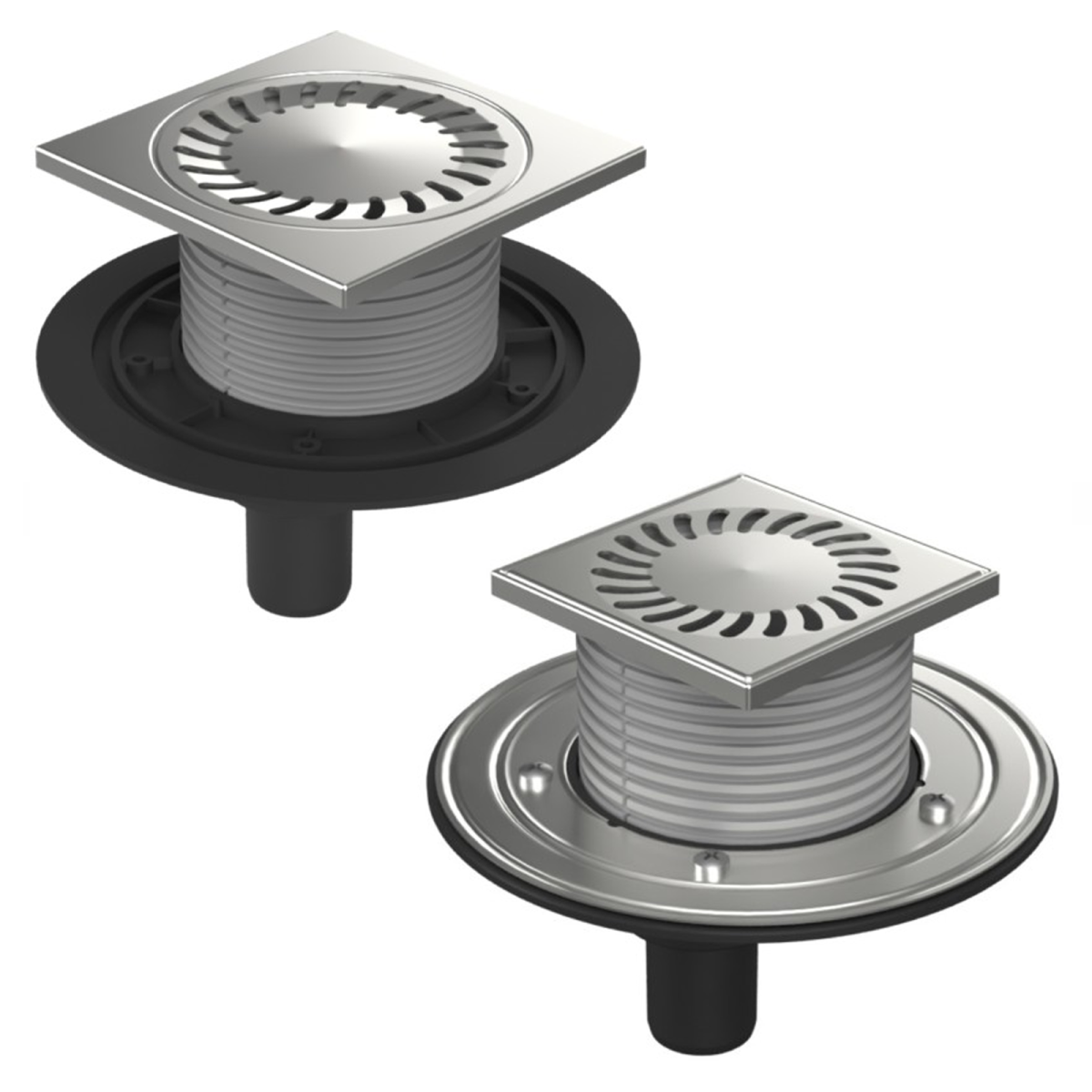 Edelstahl Bodenablaufgitter 75/110mm - Kuppelform Haarfänger
