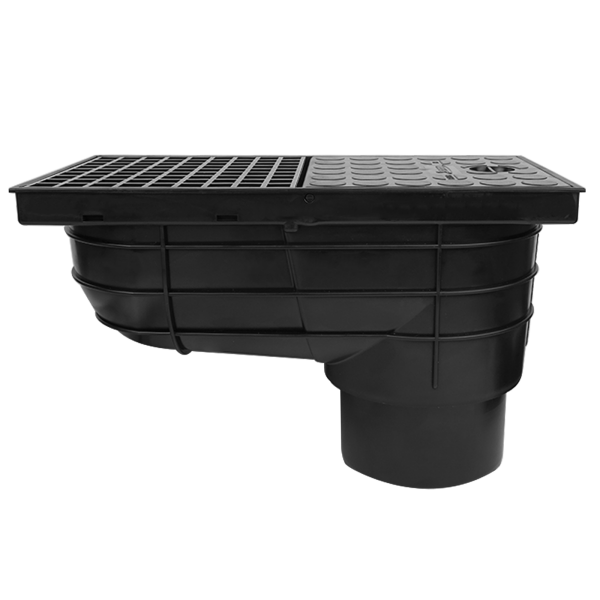 Regensinkkasten mit Gitter und senkrechtem Ablauf DN110 schwarz