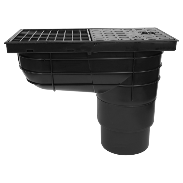 Regensinkkasten mit Gitter und senkrechtem Ablauf DN110/125 schwarz