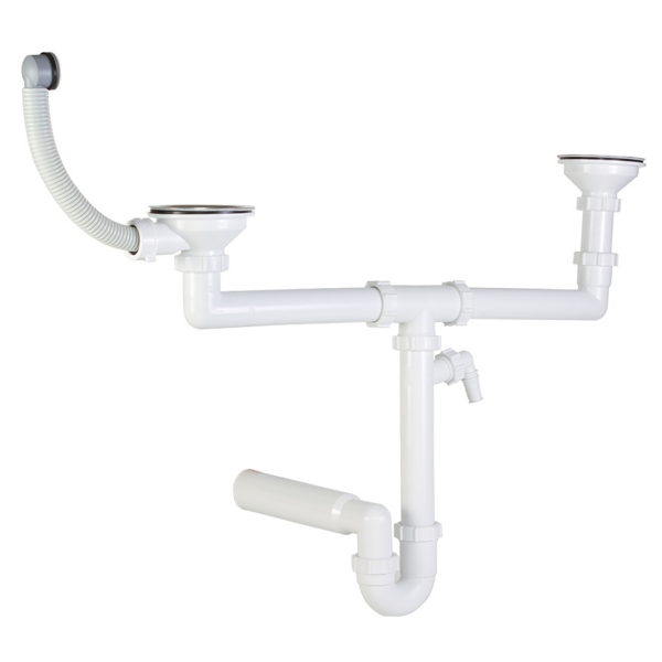 Ø 50 mm Siphon | zwei Ablaufventile | runder Überlauf | Geräteanschluss