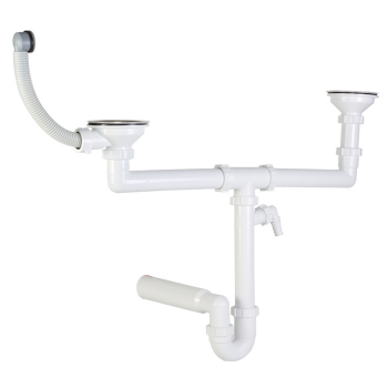 Ø 50 mm Siphon | zwei Ablaufventile | runder...