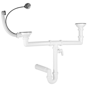 Ø 50 mm Siphon | zwei Ablaufventile | runder...