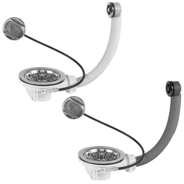 Ø 114 mm Ablaufgarnitur | Bowdenzug | runder Überlauf