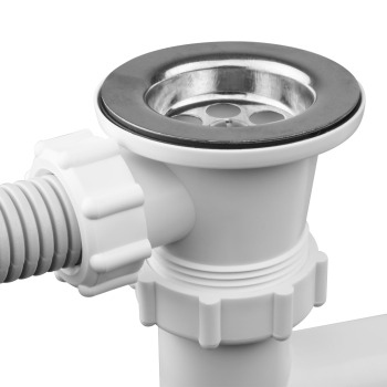 Ø 40 mm Siphon | zwei Ablaufventile | quadratischer Überlauf | Geräteanschluss
