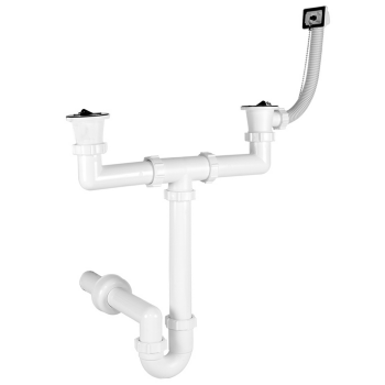 Ø 40 mm Siphon | zwei Ablaufventile | eckiger...